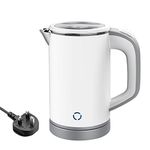 0.8L Electric Kettle, 600W Fast Boil Stainless Steel Portable Electric Travel Kettle for Boiling Water, Double Wall Hot Water Kettle for Tea and Coffee,Auto-Shutoff,Boil-Dry Protection (White)