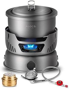 ALOCS Camping Cookware Set, 11 Piece Lightweight Camping Cooking Set with Alcohol Stove & Gas Stove Burner, Portable & Durable Camping Pot Camping Gear for Camping, Hiking & Outdoor Picnics