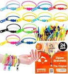 UpBrands 24 Easter Eggs Fillers Zipper Bracelets 6.5 Inches Sensory Toys Set, Kit for Birthday Party Favors for Kids, Goodie Bags, Class Valentines Gifts For Kids & Students Incentives