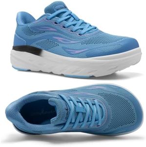 OrthoComfoot Women's Orthopedic Diabetic Wide Sport Shoes: Comfortable Plantar Fasciitis Arch Support Flat Feet Foot Pain Relief Sneakers, Casual Non Slip Daily Walking Shoes Light Blue Size 8