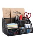 EasyPAG Office Mesh Desk Tidy Versatile Stationery Storage Desktop Organiser Pen Holder with Drawer,Black