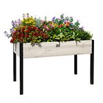 Notume Raised Garden Bed 46x24x29-inch Mobile Elevated Wood Planter Raised Garden Beds Outdoor Planters for Outdoor Plants Elevated Garden Bed Raised Planter Boxes Outdoor with Legs (Silver)