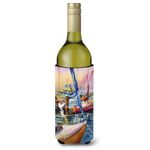 Caroline's Treasures JMK1165LITERK Purple Sailboats Wine Bottle Koozie Hugger, Wine Bottle, Multicolor