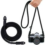 PIBIETTN 120cm Climbing Rope Camera Strap,SLR, DSLR, Mirrorless Camera Shoulder Neck Strap,Portable Camera Strap (Black)