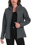 USHARESPORTS Women's Softshell Jacket Lightweight Fleece Lined Waterproof Coats Rain Jacket with Hood for Outdoor Hiking GREY XL