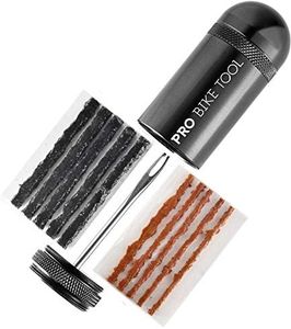 PRO BIKE TOOL Tubeless Bike Tyre Repair Kit – for MTB and Road Bicycle Tyres – Fix a Puncture or Flat, Fast – Tackle Set Includes Storage Canister, Plugger Tool and Plugs - 5 Bacon and 5 Black Strips