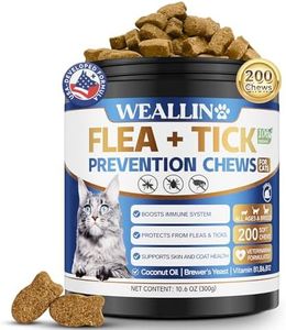 Flea and Tick Prevention for Cats, 200 Soft Chews for Fleas Treatment for Cats, Natural Cat Oral Flea Chewables Support Supplement, Flea and Tick Chews for All Breeds & Sizes