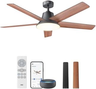 Dreo Ceiling Fans with Lights, 52 Inch, 6 Speeds, 5 Color Tones Dimmable LED, Quiet Reversible DC Motor, Remote, 8H Timer, Black Ceiling Fan for Bedroom, Living Room, Easy to Install