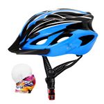 ioutdoor Bike Helmet Adult, Mountain Cycle Helmets Mens, With Visor Adjustable Size 56-62CM Large Lightweight 18 Vents Bicycle Cycling for Teenagers Women Men 12 Years Old (Blue Black)