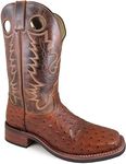 Smoky Mountain Men's Danville Pull On Stitched Textured Square Toe Cognac/Brown Crackle Boots Brown Size: 9