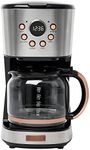 Haden Coffee Machine, 12 Cup Programmable Drip Coffee Maker with Auto Shut-Off Function and Reusable Washable Water Filter, Steel & Copper