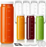 Ritayedet 8 Pack 20 Oz Travel Glass Drinking Bottles Jars - 100% Airtight Heavy Duty Sturdy SCREW Lids w Silicone - Reusable Glass Water Bottles for Juicing, Kombucha, Vanilla Extract