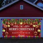 VitalCozy Christmas Holiday Garage Door Banner with LED Light 2023 Happy New Year Outdoor Cover Mural Decoration Large Christmas Backdrop Merry Christmas Double Car Garage Door Banner (6 x 13 ft)