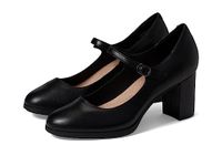 Clarks Collection Women's Bayla Nora Pump, Black Leather, 7.5 Wide US