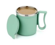 HAPPI Coffee Mug with Lid Insulated Stainless Steel for Tea Milk Mug Inner Stylist Double Wall Cup for Home Office Restaurant Use Gift Pack of 1 Pcs(Pista)