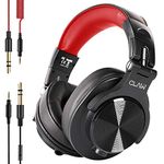 CLAW SM50 Professional Studio Monitoring DJ Wired Over Ear Headphones with 2 Detachable Cables (2.8m Coiled Cable & 1.2m Straight Cable with Mic and in-line Controls) (SM50 Black and Red)