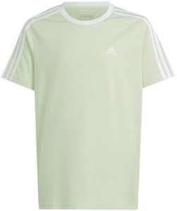 adidas Fille Essentials 3-Stripes Cotton Loose Fit Boyfriend Tee, Semi Green Spark/White, 13-14 Years
