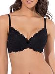 Smart & Sexy Women's Signature Lace Push-up Bra, Sheer, Black Hue, 38 B