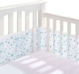 BreathableBaby Breathable Mesh Liner for Cot Beds — Covers 4 Sides — Classic — 3 mm — Twinkle Blue — Long + Short Panels — Non-Padded Single Layer — Safer Than a Crib Bumper — UK/EU Safety Tested