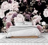 Cliouar-Peony Flowers Wall Mural Wallpaper for Bedroom Living Room Purple Flower Wallpaper Rose Mural Wallpaper 103" x 69" (Not Self-Adhesive)