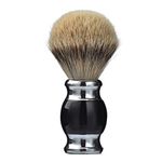 Je&Co 100% Silvertip Badger Hair Shaving Brush, Handmade Shaving Brush with Fine Resin Handle and Stainless Steel Base (Black)