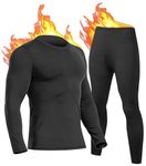 YESURPRISE Thermal Underwear for Men Long Johns with Fleece Lined Long Underwear Set Cold Weather Winter Top Bottom Set Black