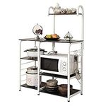 DlandHome Microwave Cart Stand 35.4 inches Kitchen Utility Storage 3-Tier+4-Tier for Baker's Rack & Spice Rack Organizer Workstation Shelf, Black