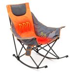 Sunnyfeel Heated Camp Rocking Chair for Adults, Luxury Padded Camping Rocker, Oversized Folding Chair, Outdoor Lawn Chair (Heated Orange)