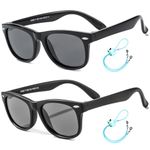 ROCF ROSSINI Flexible Kids Sunglasses Polarized Sun Glasses Girls Boys Shades UV400 Protection Eyewear for Age 2-8 (Black+Matte Black)