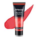 Artecho Professional Acrylic Paint, Scarlet Red (120ml / 4.05oz) Tubes, Art Craft Paints for Canvas Painting, Rock, Stone, Wood, Fabric, Art Supplies for Professional Artists, Adults, Students, Kids