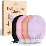 L'Exfose Kessa Hammam Deep Exfoliating Glove 4pc - Korean Exfoliating Mitt for Shower Ideal for Dead Skin Remover, Keratosis Pilaris & Self-Tanning to Improve Skin Tone Made with 100% Natural Viscose