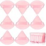 8 Pcs Cotton Powder Puff Face,JASSINS Triangle super soft for Both dry and wet Makeup Setting/Concealer/Loose and Body Powder/Foundation/Blush Makeup Sponge Set (Pink)