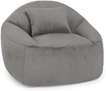 Diverpuff Puff Salon Gigante con Cojin y Relleno Incluidos – Pelo Suave - Puff Redondo XXL para Adultos y Niños (Gris)