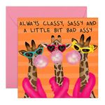 CENTRAL 23 - Fun Birthday Cards for Her - Classy Sassy And A Little Bit Bad Assy - Sister Birthday Card - Best Friend Birthday Card - Cartes D'anniversaire Drôles Pour Sœur Femme - Comes with Stickers