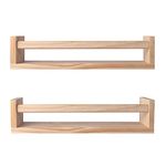 birola Nursery Shelves, Naturel Wood Floating Wall Bookshelf for Kids, Bathroom Decor, Kitchen Spice Rack (Burlywood), Set of 2