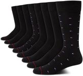 Tommy Hilfiger Men's Dress Socks - Lightweight Comfort Crew Sock (8 pack), Premium Black, 7-12