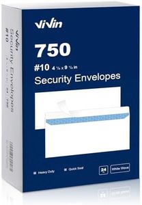 Vivin #10 Self-Seal Security-Tinted Business Envelopes for Privacy Documents, Home & Office, 4-1/8 x 9-1/2 Inches, No Window, 24 LB, White, 750 Packs