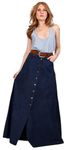 Tripursundari Fashion Denim Skirt for Women, A-Line Cut, Full Length, Navy Blue (42)