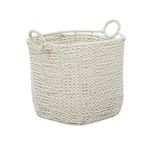 Deco 79 Bohemian Cotton Large Handles, Organizing, Laundry Basket Blanket Storage, 22" x 15" x 18", White