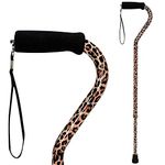 DMI Adjustable Designer Cane with Offset Handle, Comfort Grip and Strap, Leopard by Duro-Med