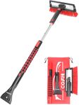 COFIT Car Snow Brush with Ice Scraper and Squeegee 3 in 1, 39" Extendable Cleaning Kit Long Handle, Windshield Snow Removal Tool Scratch Free for SUV Truck RV Window Roof Exterior Wash Supplies, Red