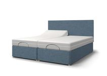 Backcarebeds Majestic Twin (4Ft' 6Inch Double) Electric Adjustable Bed Comes with Memory Foam Mattress & Quiet Motors | Mobility Beds | Headboard 1B in Woven Denim Colour