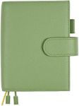 Ox Knight Leather A6 Notebook Cover - Deluxe Planner Cover Fits Hobonichi Techo, Stalogy, Midori MD Planner, and More - with Pen Loop, Card Slots, Back Pocket, and Bookmarks (Green), 5.12Wx6.61L