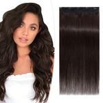 SEGOHAIR Clip in Hair Extensions Real Human Hair, 16" Hair Extensions Clip in One Piece 5 Clips Remy Hair Extensions Seamless Clip in Hair Extensions(45g) Dark Brown