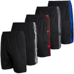 Boys Workout Quick Dry Shorts Youth Clothes Mesh Active Athletic Basketball Soccer Kid Gym Running Teen Dry-Fit L(14-16) 5-Pack