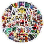 AUCEKO Mighty Morphin Power Rangers Vinyl Sticker Pack, 50pcs Waterproof Reusable Decal for Laptop, Water Bottle, Skateboard, Bicycle, Car, Luggage, Multicolor