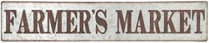 Deco 79 59449 Distressed Iron Farmer's Market Wall Sign, 7" x 36", Brown/Gray