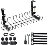 PIPRANI Under Desk Cable Management Tray, Non-Drill Cable Tidy to hold Office & Home Desk Accessories, Wire Management, Large Capacity Desk Organizer 15.75" x 6.3" x 6.3" With Finisher Wire Clamp