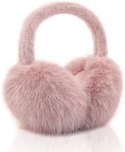 WATAME Faux Fur Ear Muffs Winter Women Girls Cute Earmuffs Fluffy Ear Warmers Soft Foldable Ear Muffs Outdoor (Pink)