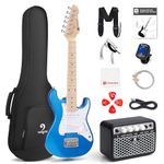 Vangoa Kids Electric Guitar, 30 Inch Electric Guitar Starter Kit for Kids Beginners with Digital Tuner, Capo, Strap, Strings, Cable, Picks, Wrenches - Blue